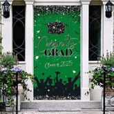 Lofaris Green Black Glitter Congrats 2025 Grad Door Cover